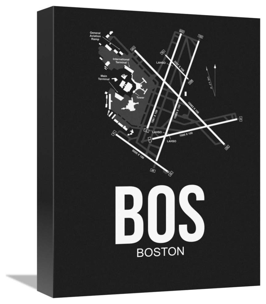 "BOS Boston Airport Black" Fine Art Print