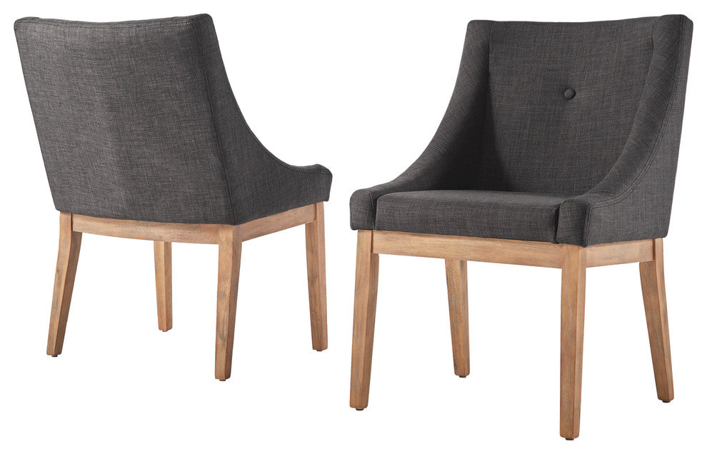 Keighley Button Tufted Dining Chair, Set of 2, Dark Grey
