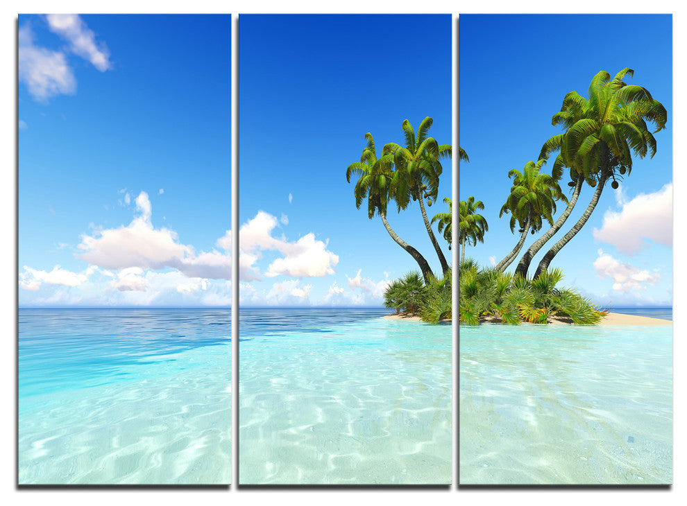 "Corals Island Under Blue Sky" Canvas Wall Art, 3 Panels, 36"x28"