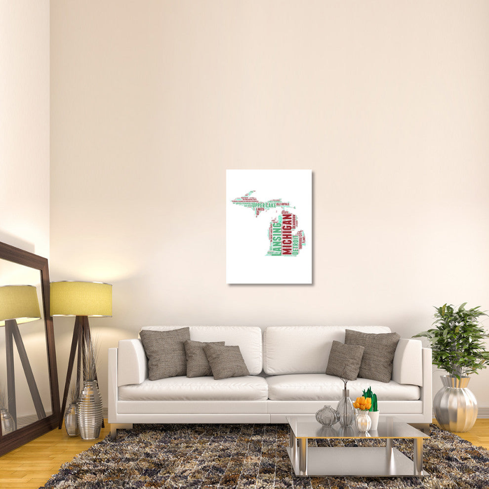 "Michigan Word Cloud Map" Fine Art Print