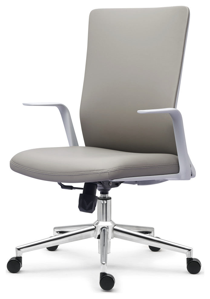 Modern Ergonomic Office Chair Faux Leather Upholstery Lumbar Support, Gray