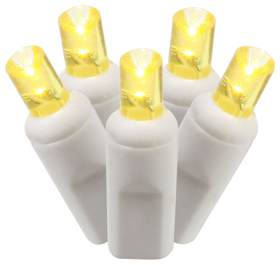 Vickerman X4W6107 100 Yellow Wide Angle Led Single Mold White Light Strand