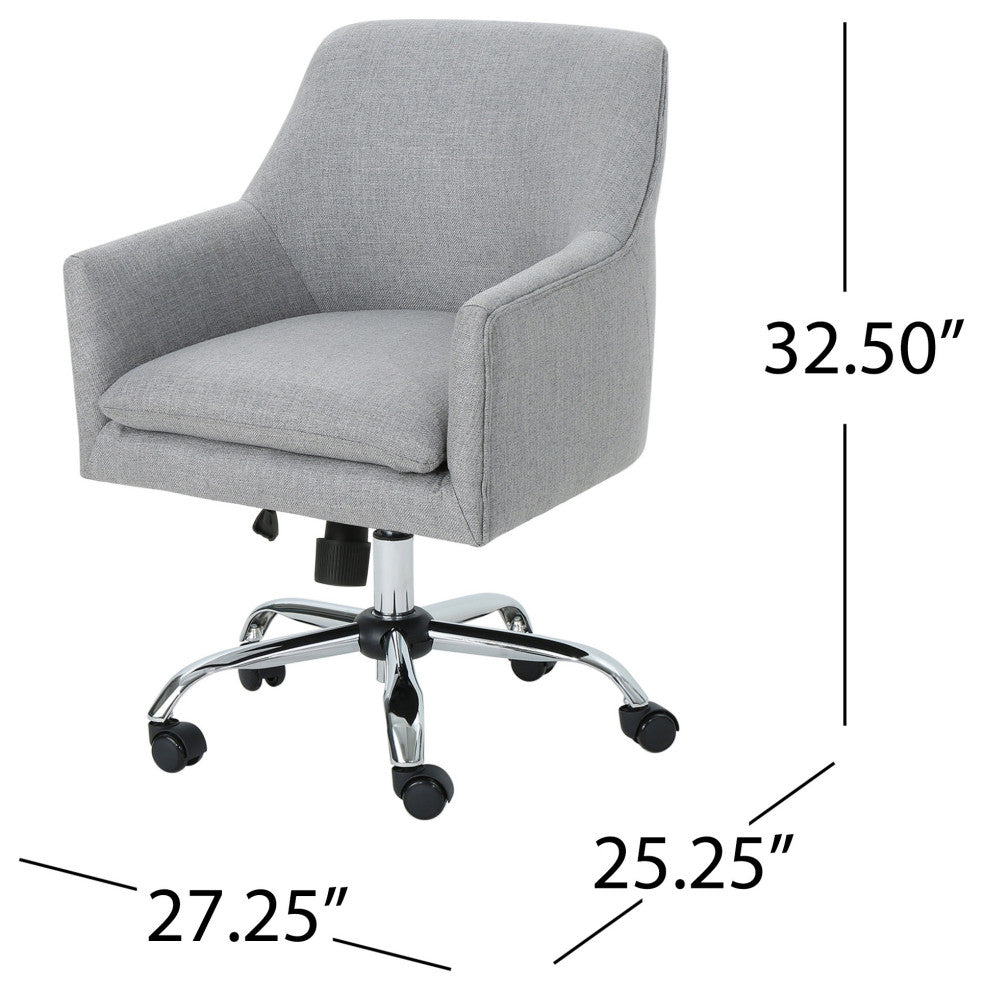 GDF Studio Morgan Mid Century Modern Fabric Home Office Chair With Chrome Base, Gray