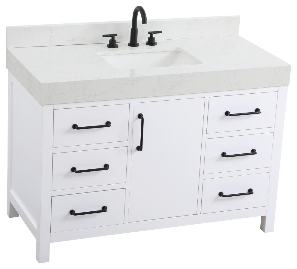 Home Living 48" Single Bathroom Vanity, White With Backsplash
