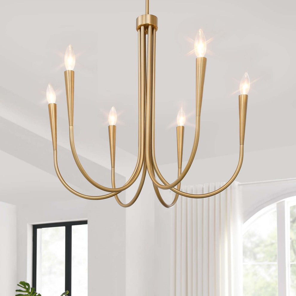 Penrose 6-Light Chandelier, Satin Brass