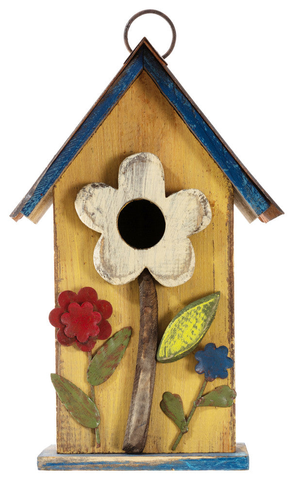 Decorative Wooden Rustic Multi-Functional Hanging Hand-Painted Birdhouse