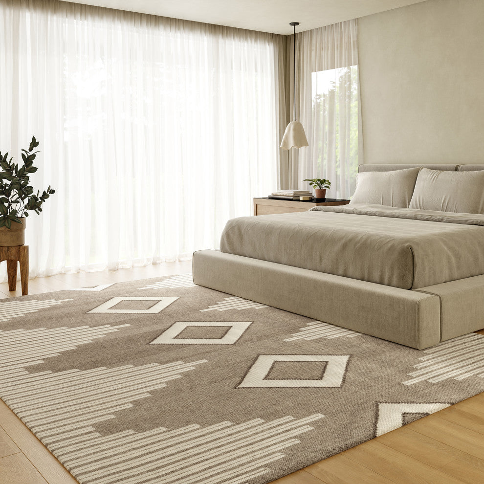 Grove Southwestern Wool Blend Area Rug, Taupe 10' x 14'
