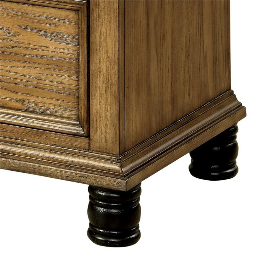 Furniture of America Monica Industrial Wood 2-Drawer Nightstand in Dark Oak