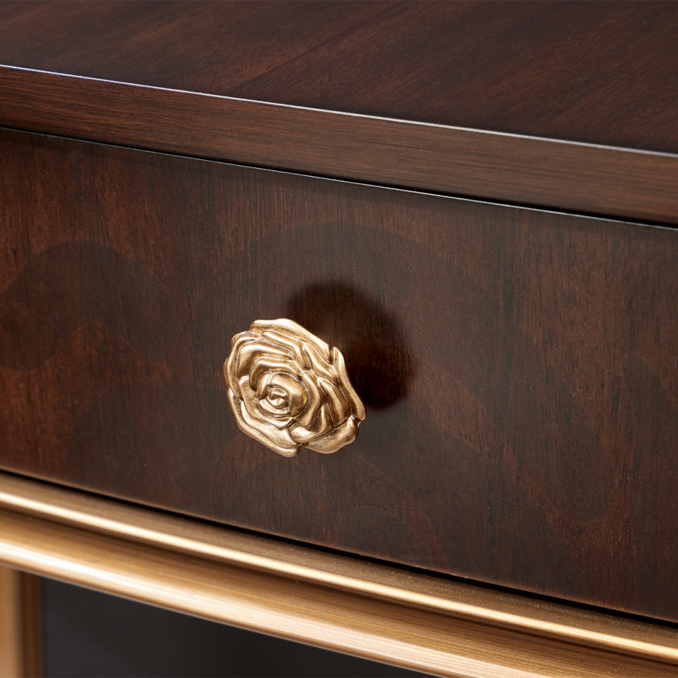 Camellia Field Vanity With Mirror & Chair, Warm Pecan