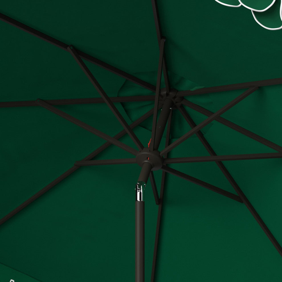 Safavieh Outdoor Elegant Valance 9ft Auto Tilt Umbrella Hunter Green
