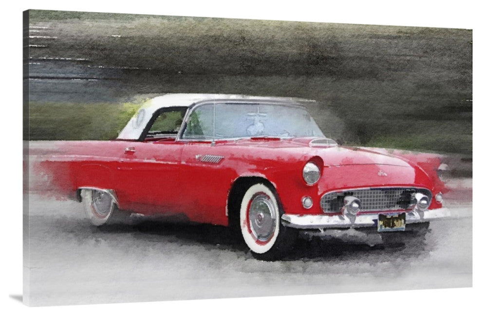 "1955 Ford Thunderbird Watercolor" Fine Art Print