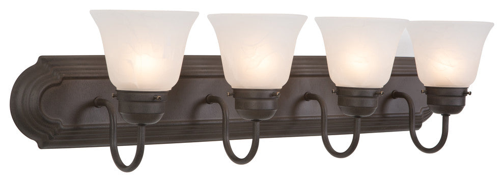 4-Lights Vanity, Dark Brown And Satin Nickel Finish, Dark Brown