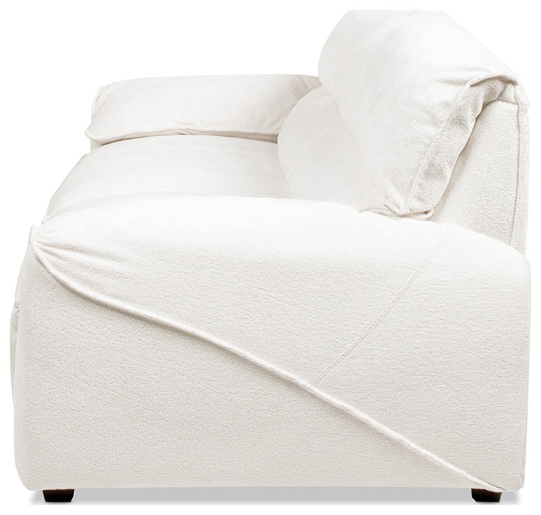 Sorrento 90.5" Modular 2-Piece Pillow Arm Sofa, Creme Off-White Chenille