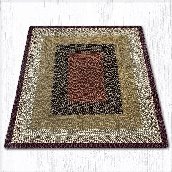 Burgundy/Mustard Oblong Braided Rug, 8'x10'