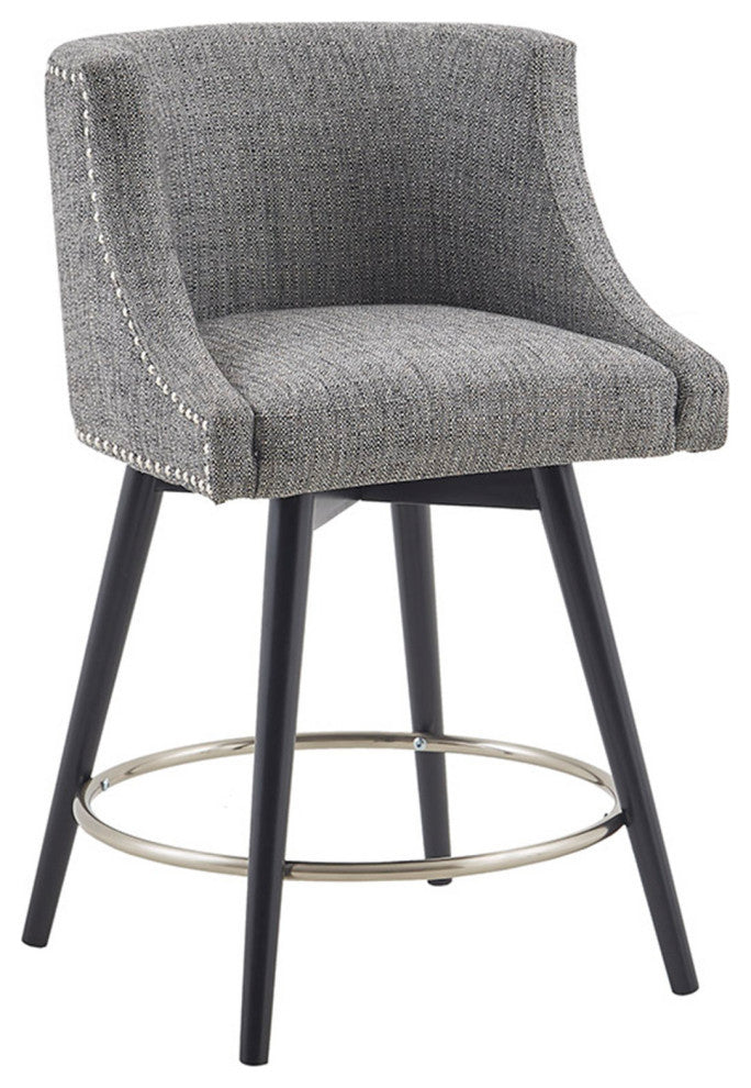 Madison Park Mateo Barrel Style Swivel Counter Stool, Grey