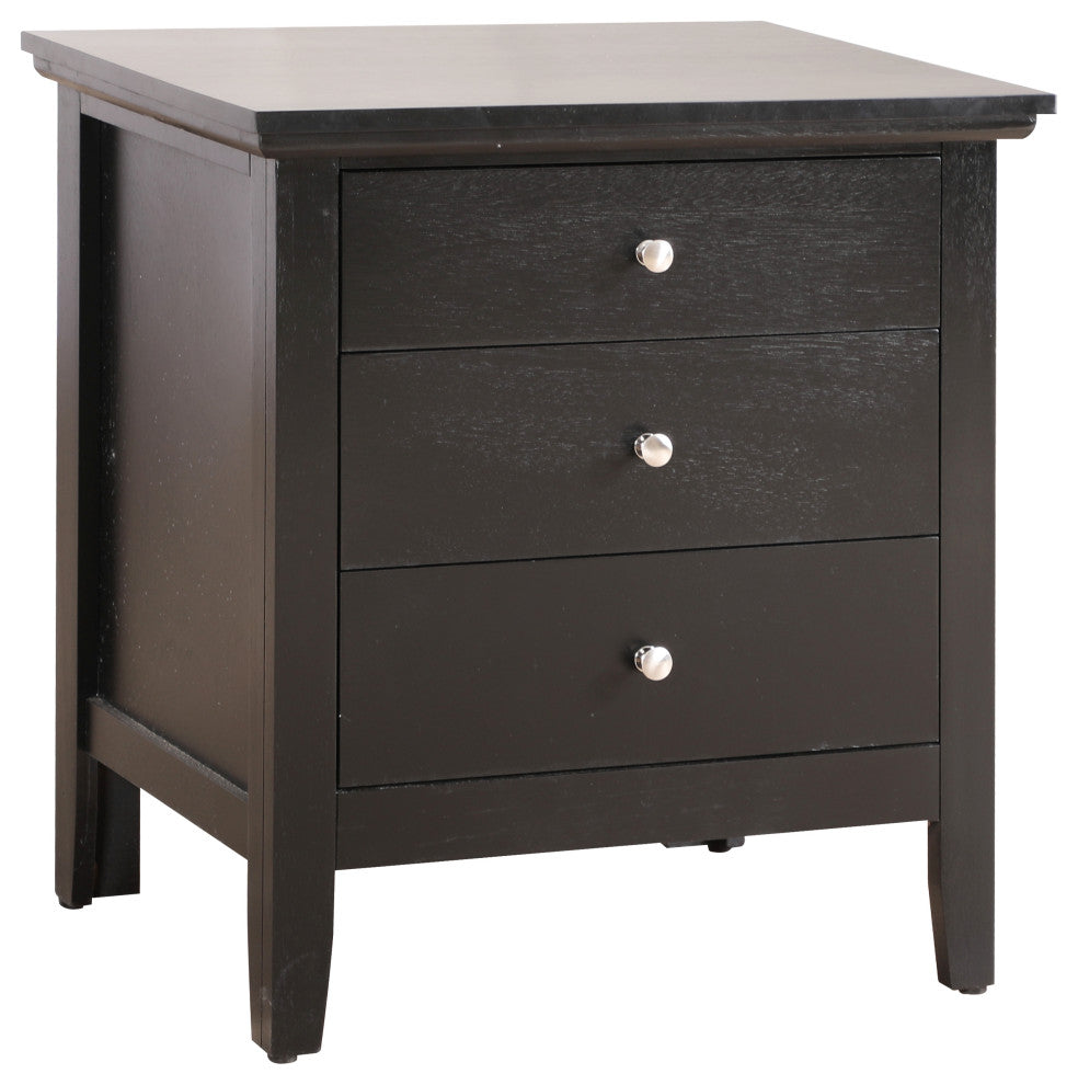 Whitley 3-Drawer Nightstand, Black