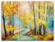"Yellow Falling Forest" Glossy Metal Wall Art, 3 Panels, 36"x28"