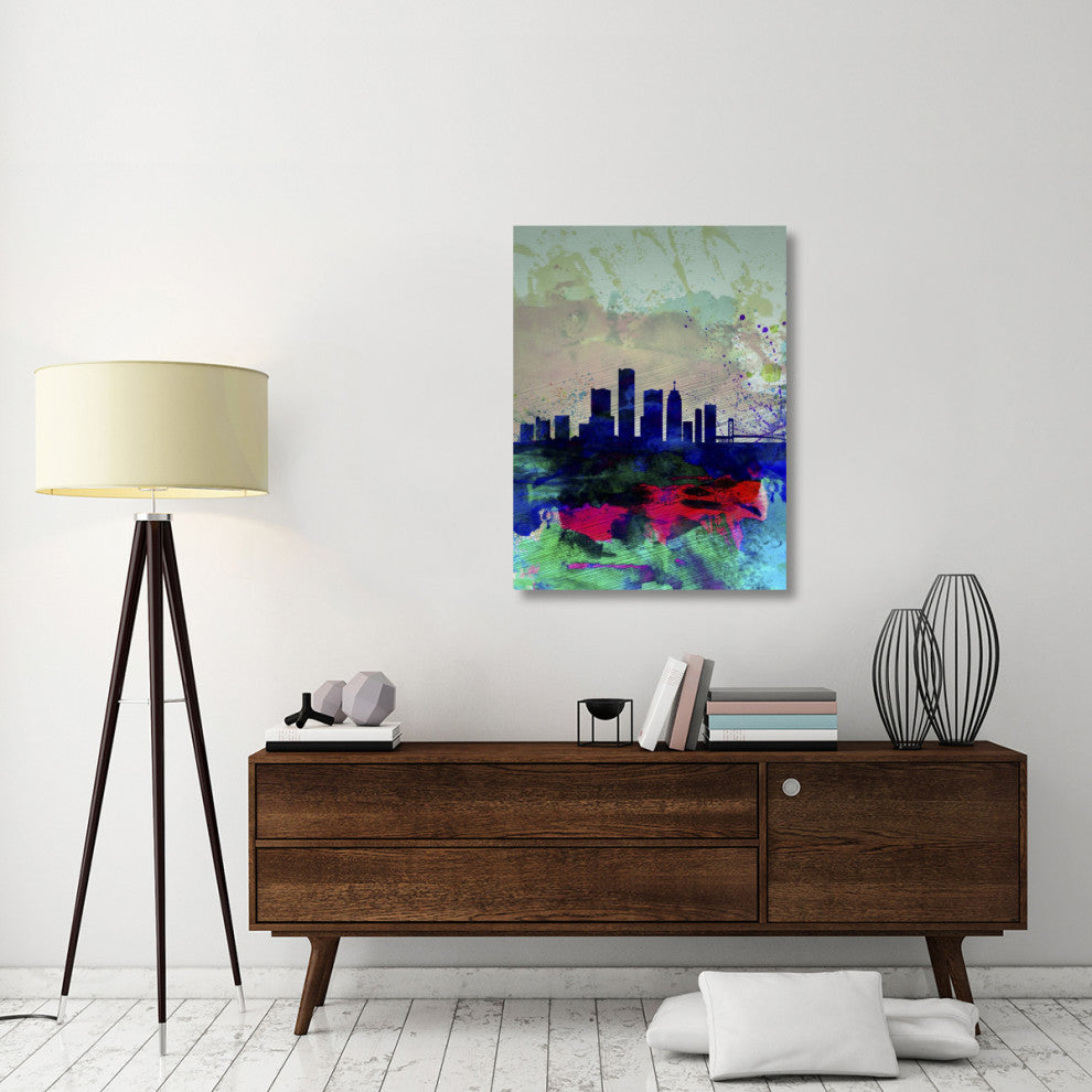 "Detroit Watercolor Skyline" Fine Art Print
