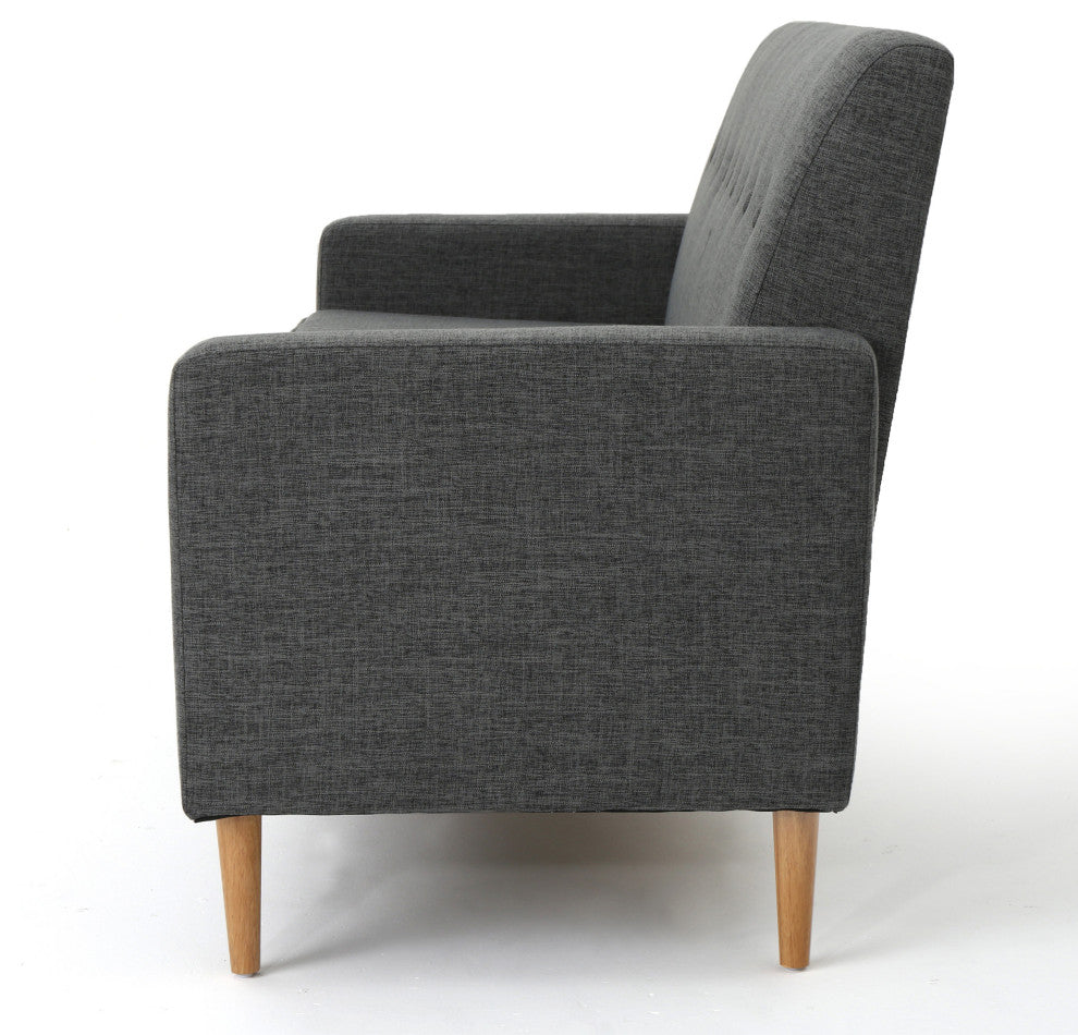 GDF Studio Stratford Mid Century Modern Fabric 3-Seat Sofa, Gray