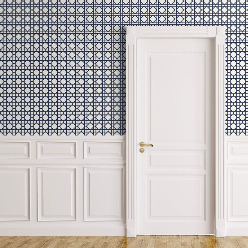 Geometric Peel and Stick Peel and Stick Vinyl Wallpaper , Dark Navy, 24"w X 60"h