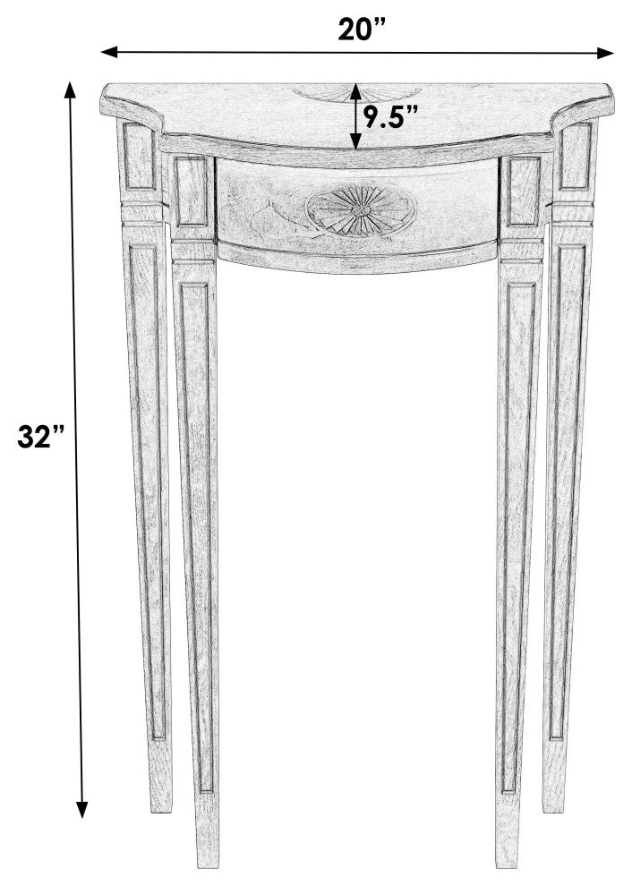 Chester Demilune Console Table, Antique Beige