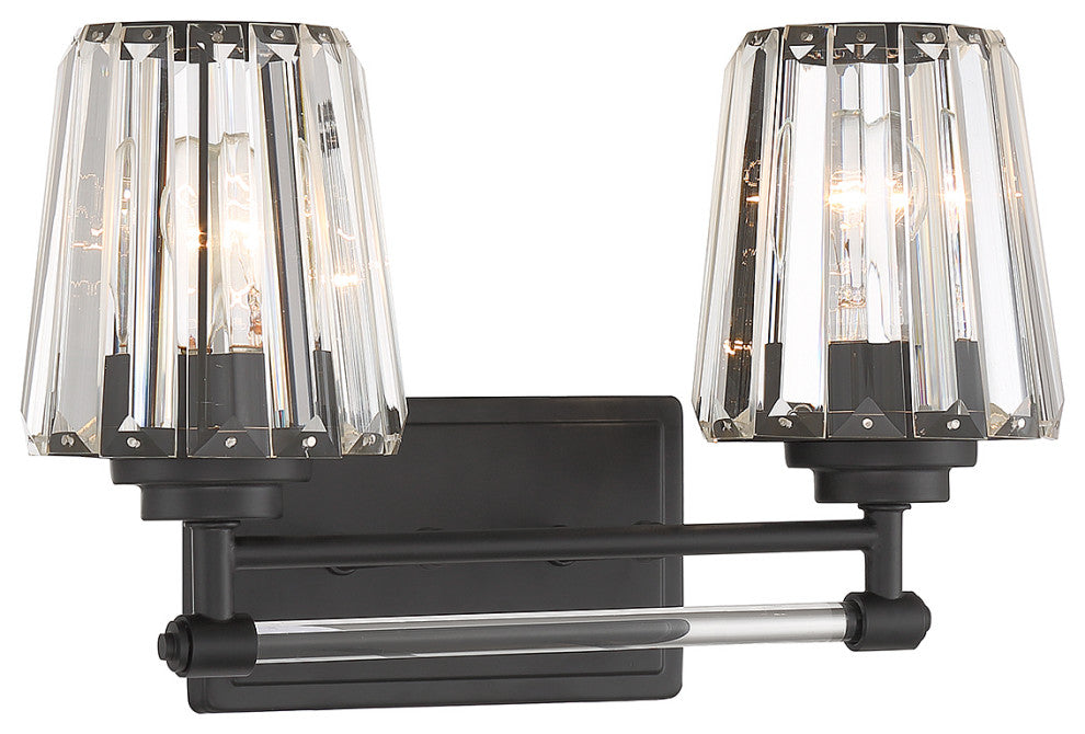 Garnet 2-Light Bathroom Vanity Light, Matte Black, Matte Black