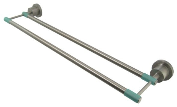 Green Eden Satin Nickel 24-inch Dual Towel Bar With Neoprene Sleeve BA8213SNDGL