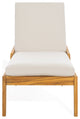 Safavieh Couture Indoor-Outdoor Caledonia Teak Chaise Lounge, Natural/White