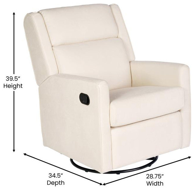 Cash Swivel Glider Rocker Recliner Chair, Cream