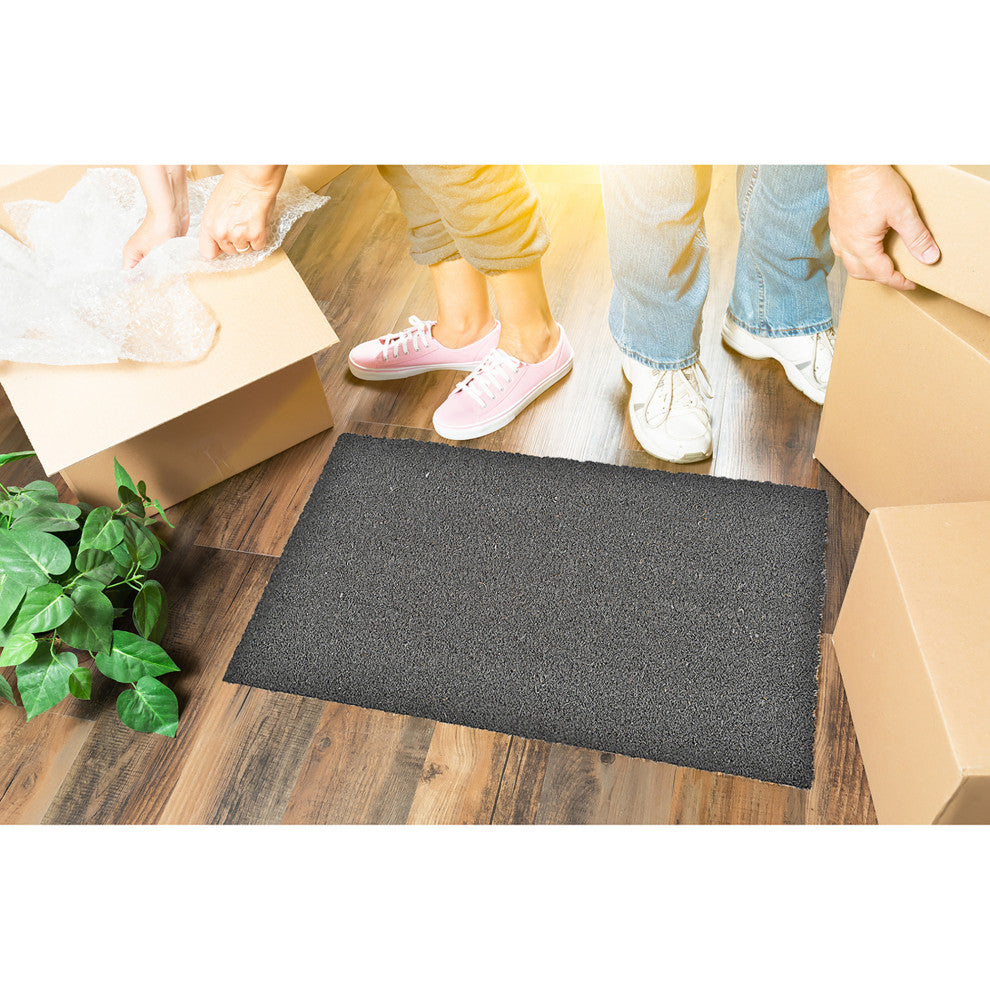 Sheltered Front Door Mat Coir Coco Fibers Rug 24x13, Gray