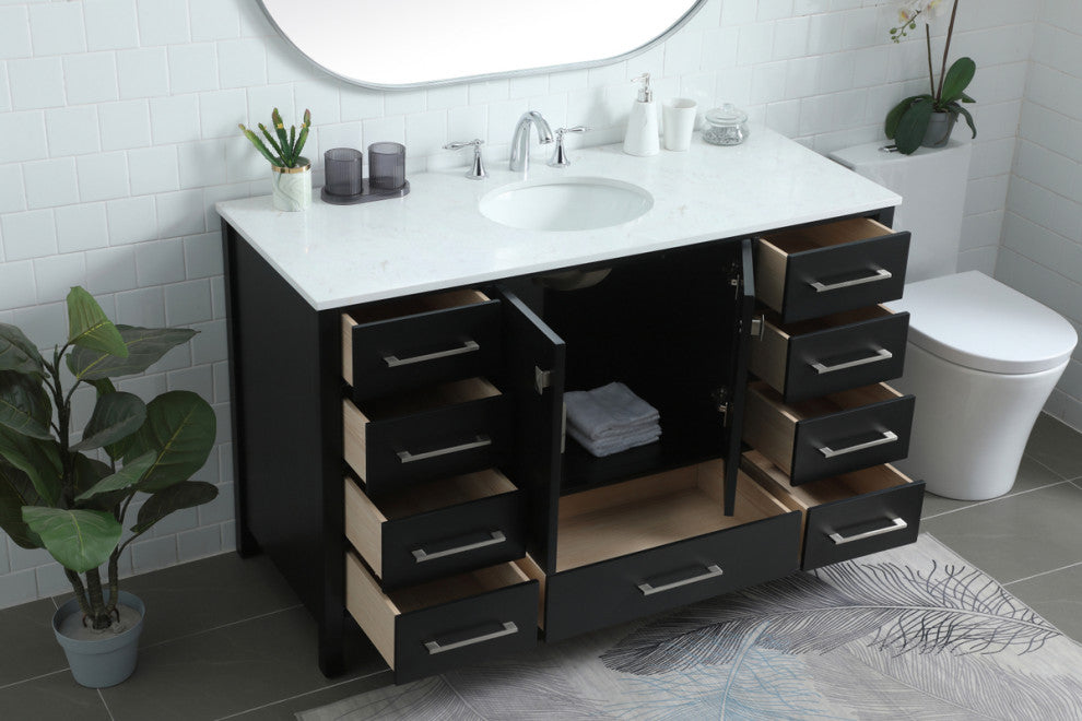 Isabel 54" SIngle Bathroom Vanity, Black