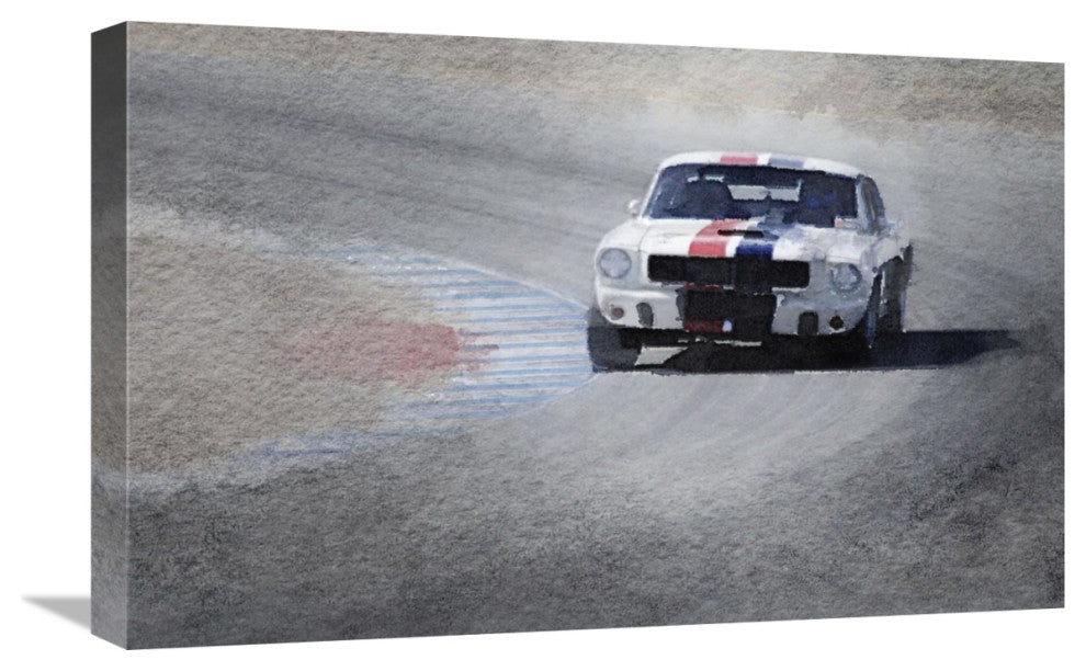 "Mustang on Race Track Watercolor" Fine Art Print