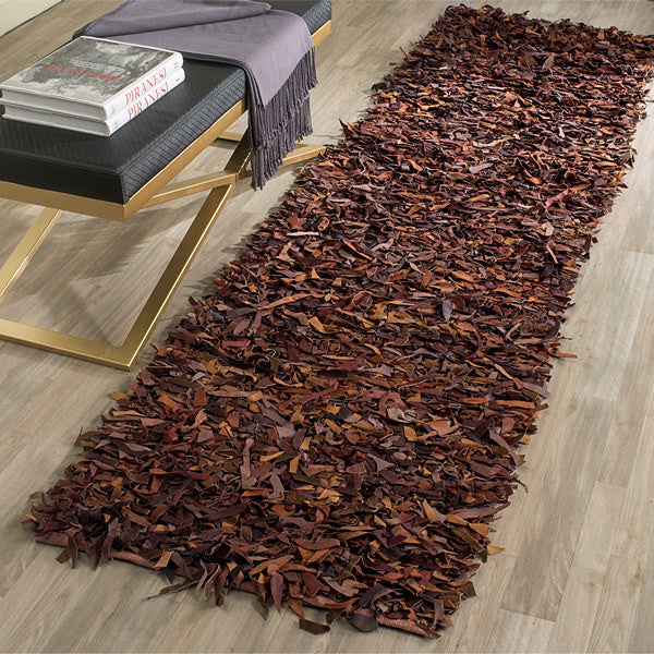 Safavieh Leather Shag Lsg511B Saddle Area Rug