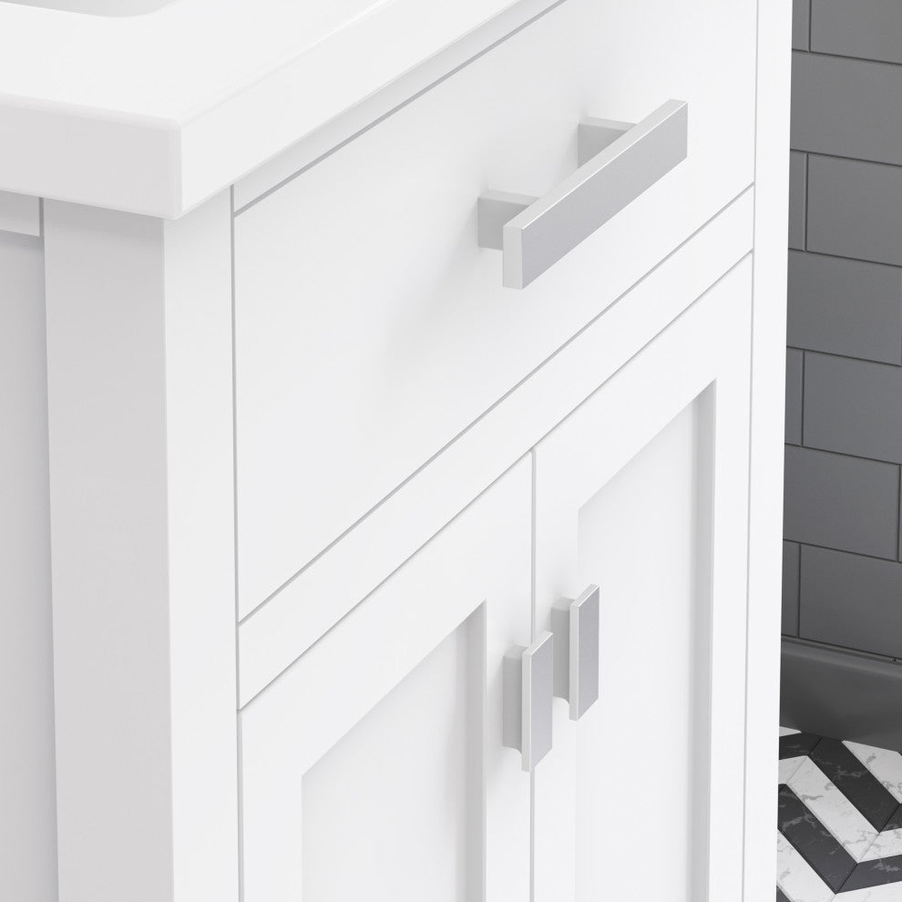 Water Creation Myra 24" Single Vanity, Double Door, Without Faucet, Pure White