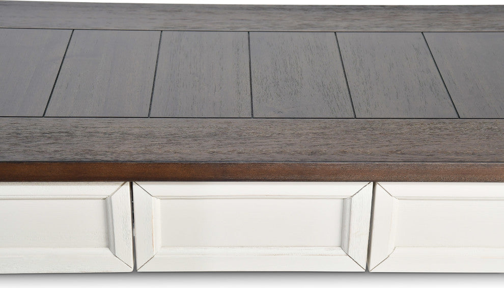 Cayla Sofa Table Dark Oak and White
