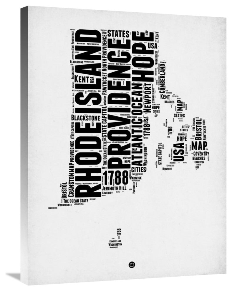 "Rhode Island Word Cloud 1" Fine Art Print