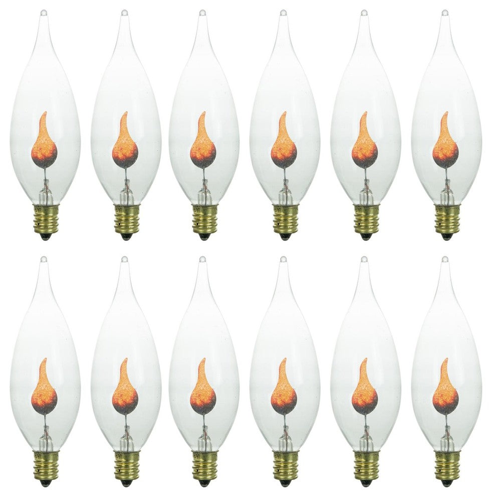 Sunlite Incandescent 3 W Chandelier Clear Orange Flicker Candelabra Bulb 12 Pack