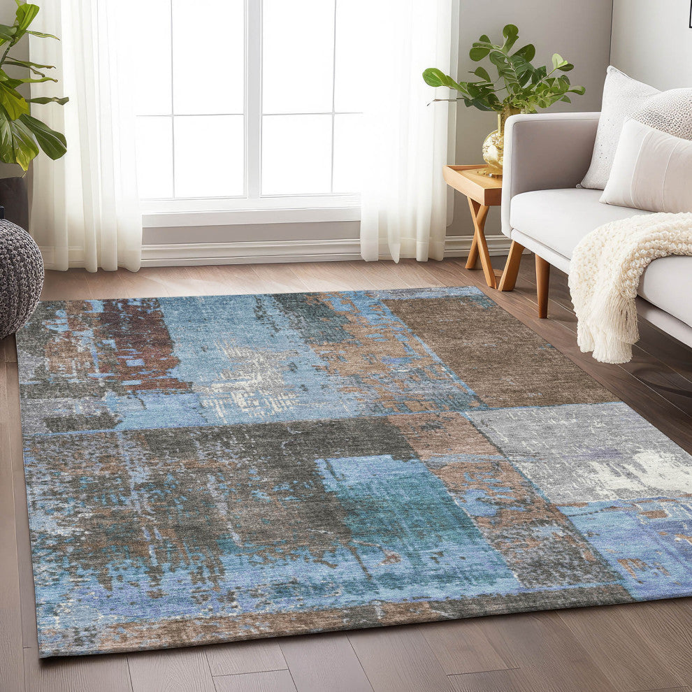 Machine Washable Indoor/Outdoor Chantille ACN1866 Taupe 9' x 12' Rug