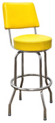 Retro Home Single Ring Upholstered 30" Swivel Bar Stool with Back, Yellow