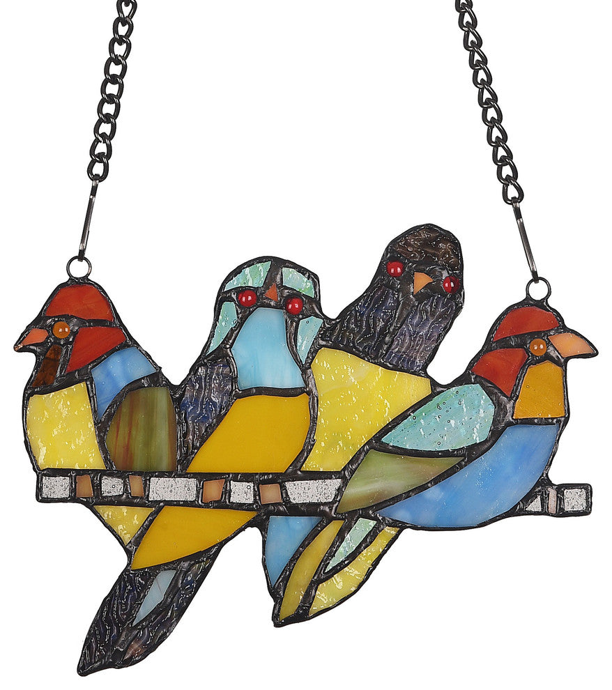 CHLOE-Lighting STARLING Animal Tiffany-glass Window Panel 8" Wide