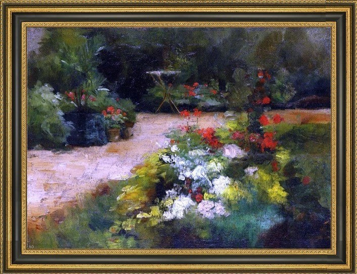 Gustave Caillebotte a Garden Framed Premium Canvas Print, 21"x28"