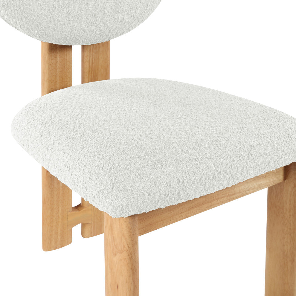 Napa Boucle Fabric Dining Chair, Set of 2, Cream, Natural Finish