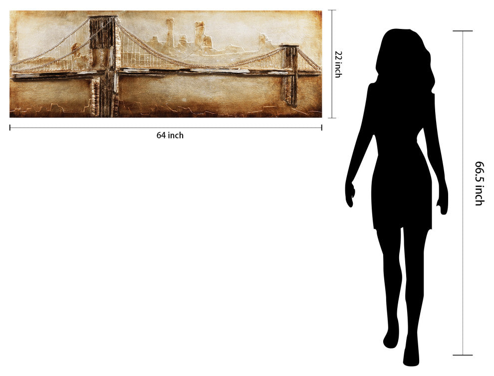 "Golden Gate Bridge" Handed Painted Iron Wall sculpture on Wooden Wall Art