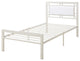 Benzara BM171745 Metal Frame Twin Bed With Leather Upholstered Headboard, White