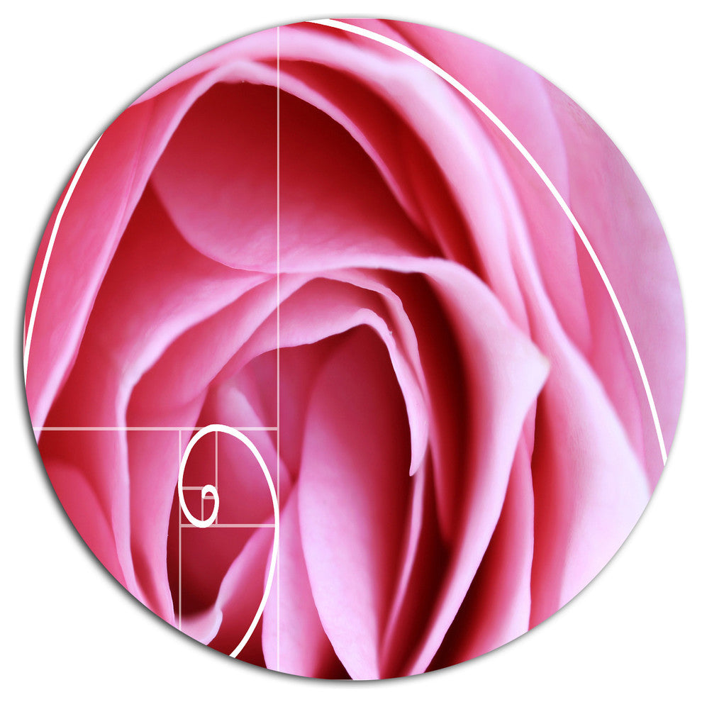 Pink Flower With Spiral Arrangement, Floral Disc Metal Wall Art, 23"