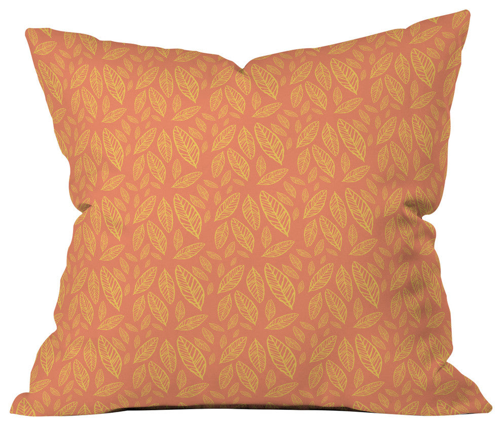 Allyson Johnson Fall Leaves Pattern Throw Pillow, 18"x18"