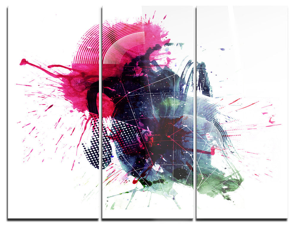 "Multicolor Abstract Stain" Metal Wall Art, 3 Panels, 36"x28"