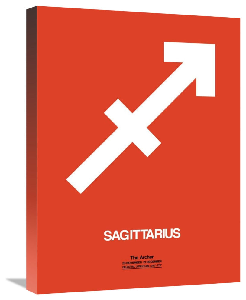 "Sagittarius Zodiac Sign White on Orange" Fine Art Print