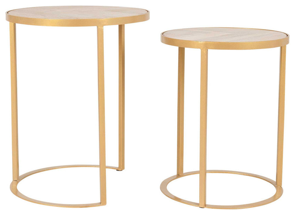 East at Main Mango Wood and Gold Iron Nesting Tables (Set of 2)