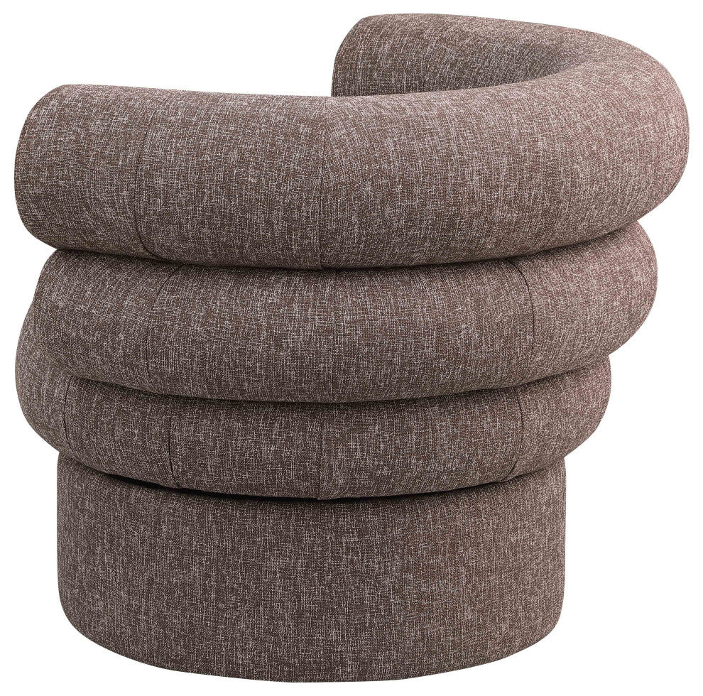 Valentina Linen Textured Fabric Upholstered Accent Swivel Chair, Brown